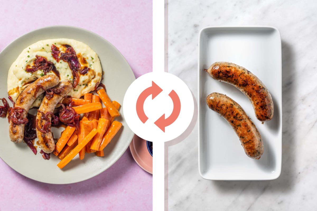 Double Honey Mustard Sausages and Onion Gravy
