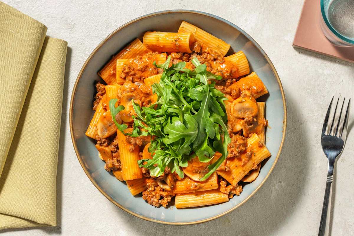 Speedy Rosemary Lamb and Mushroom Rigatoni