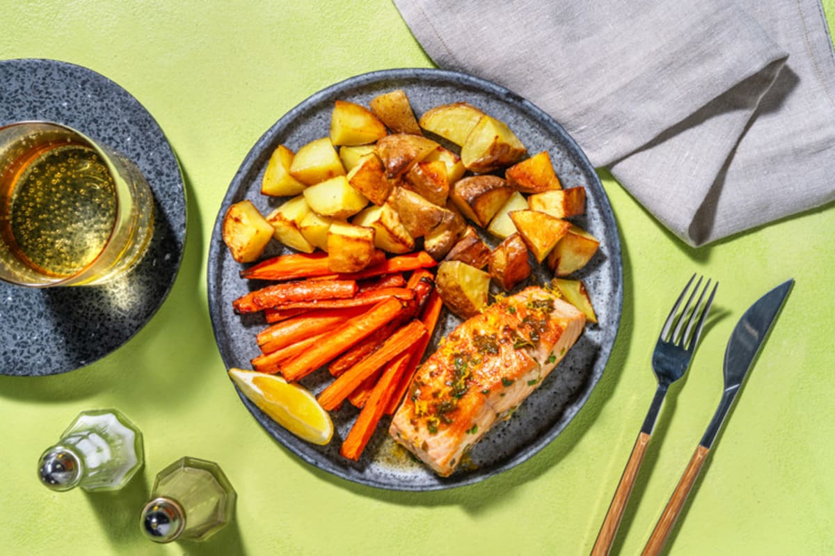 Flaky Fried Salmon in Lemon Butter