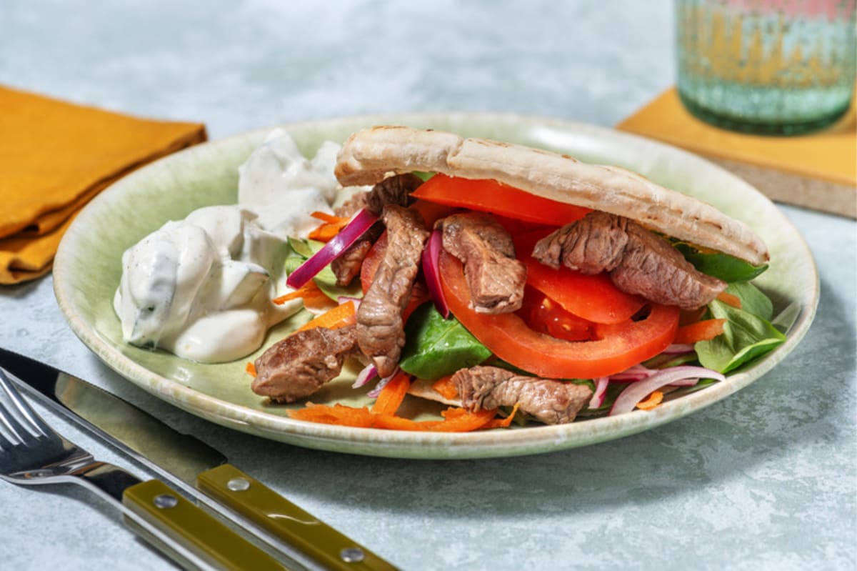 Shawarma Style Beef Pitas