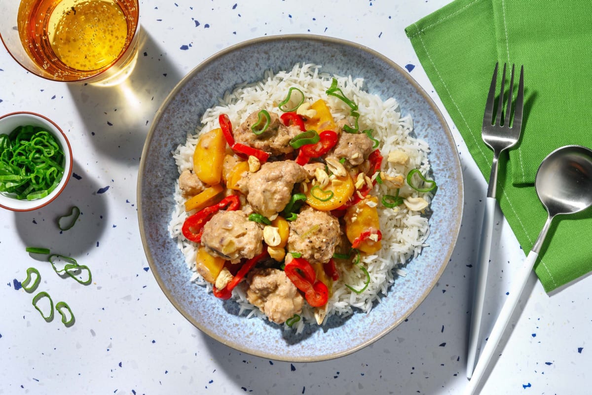 Milde curry met kipgehaktballetjes