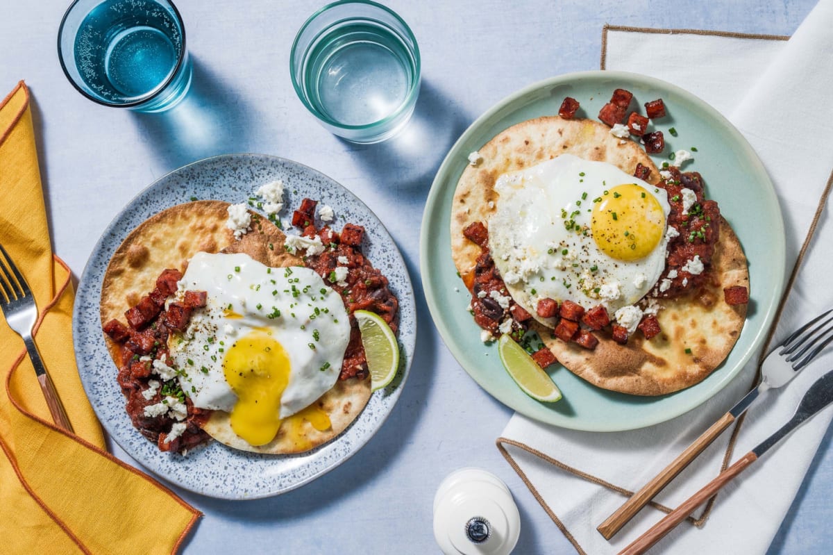 Crispy Taco Chorizo Huevos Rancheros