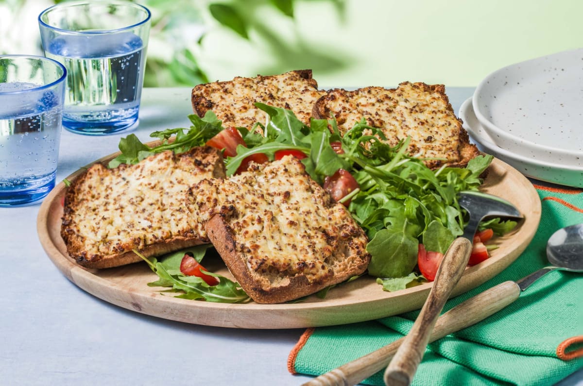 Welsh Rarebit Style Open Grilled Sandwich