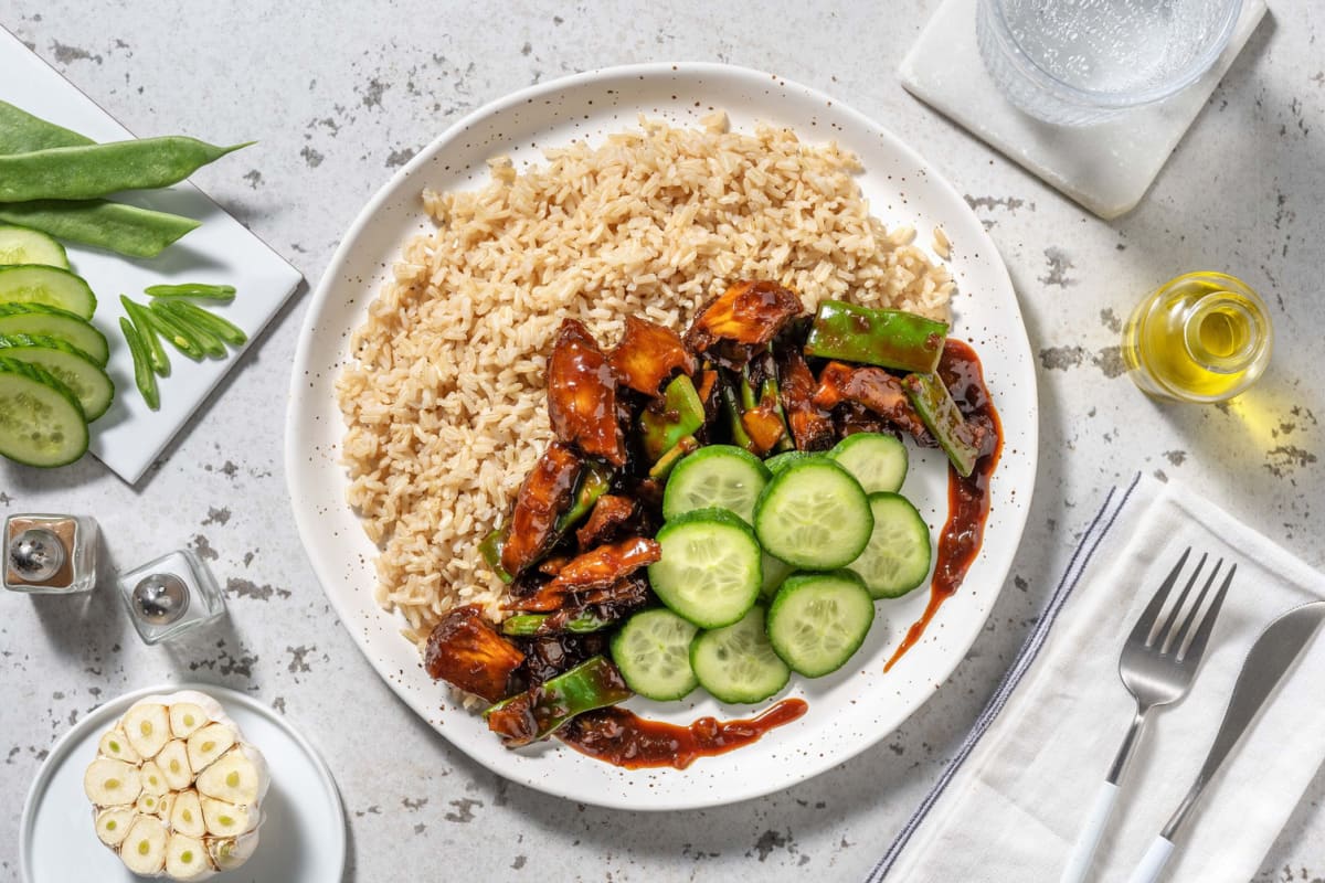 Caraïbische pindastoof met vegetarische kipstukjes