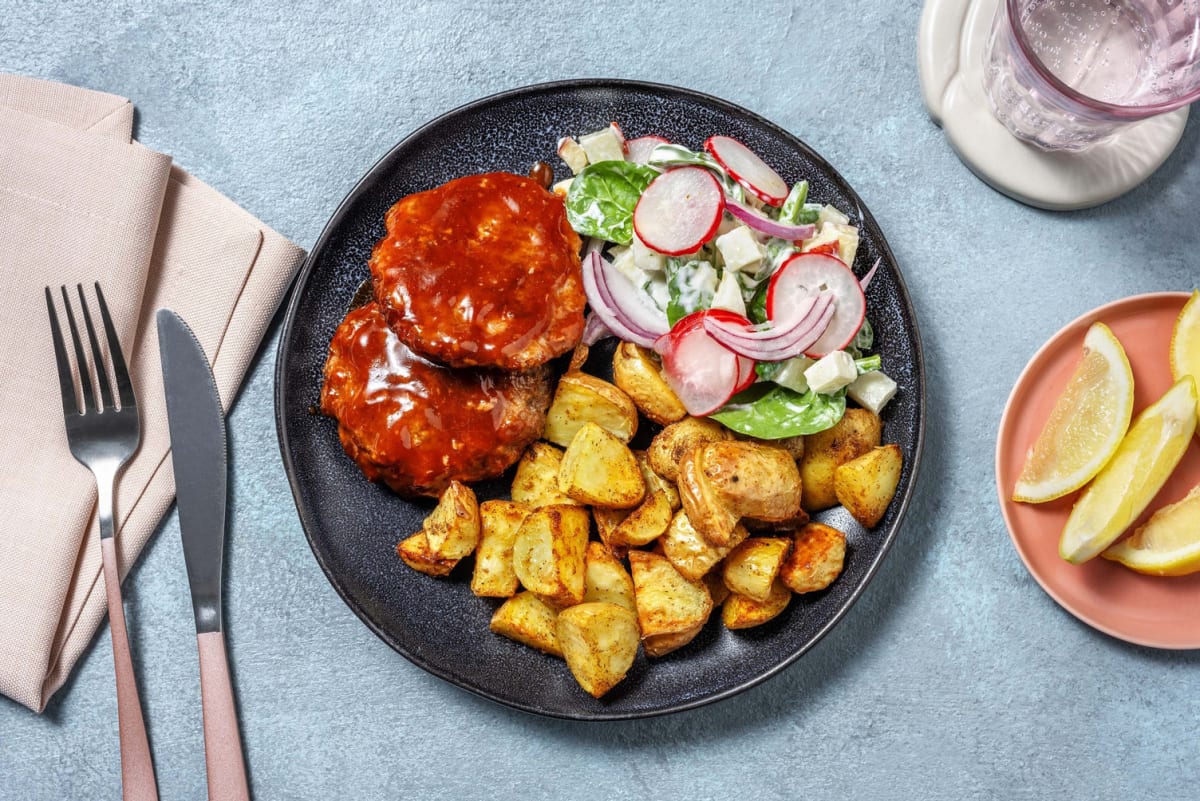 Rustic BBQ glazed beef patties