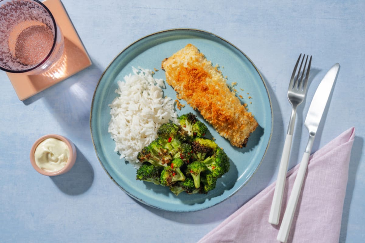 Golden Crumbed Salmon and Broccoli