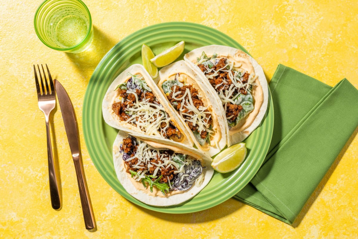 Tacos mit BBQ-Hackfleisch und Gouda