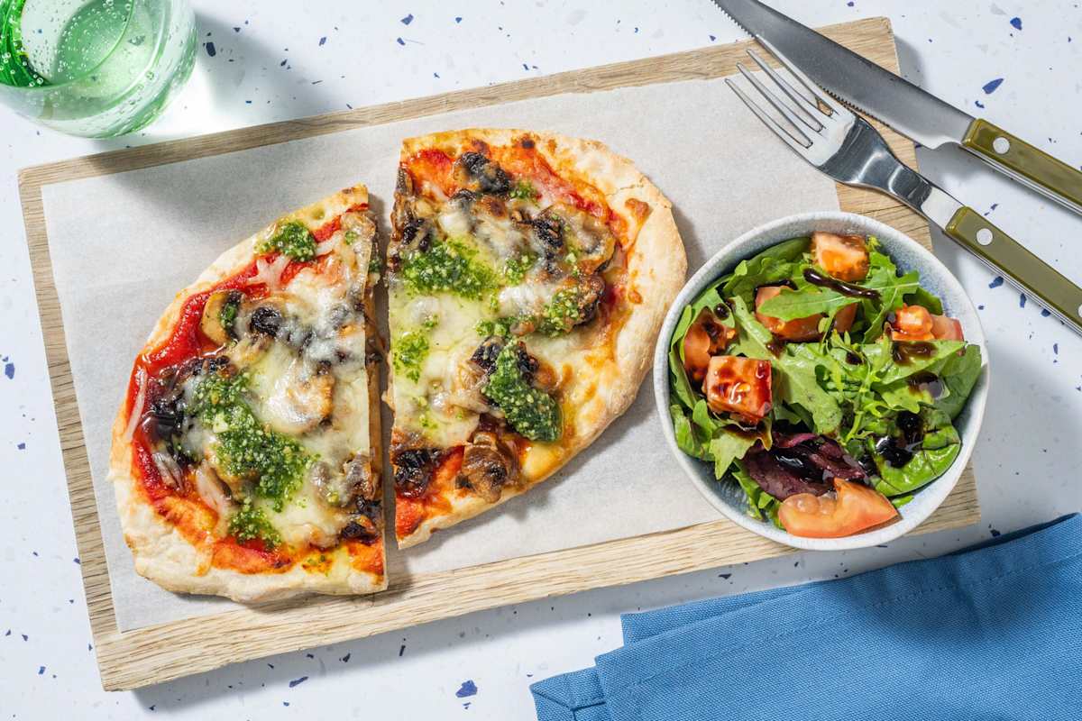 Pesto Chicken and Mushroom Naanizza