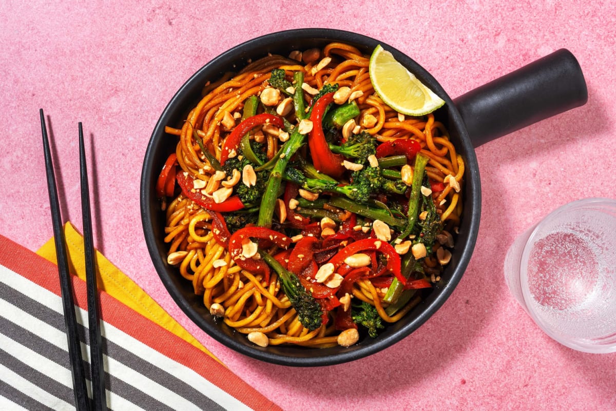 Yellow Thai Style Peanut Veggie Noodles