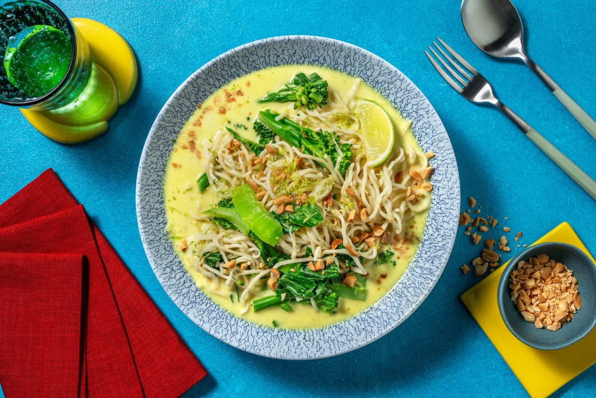 Yellow Thai Style King Prawn Noodle Soup