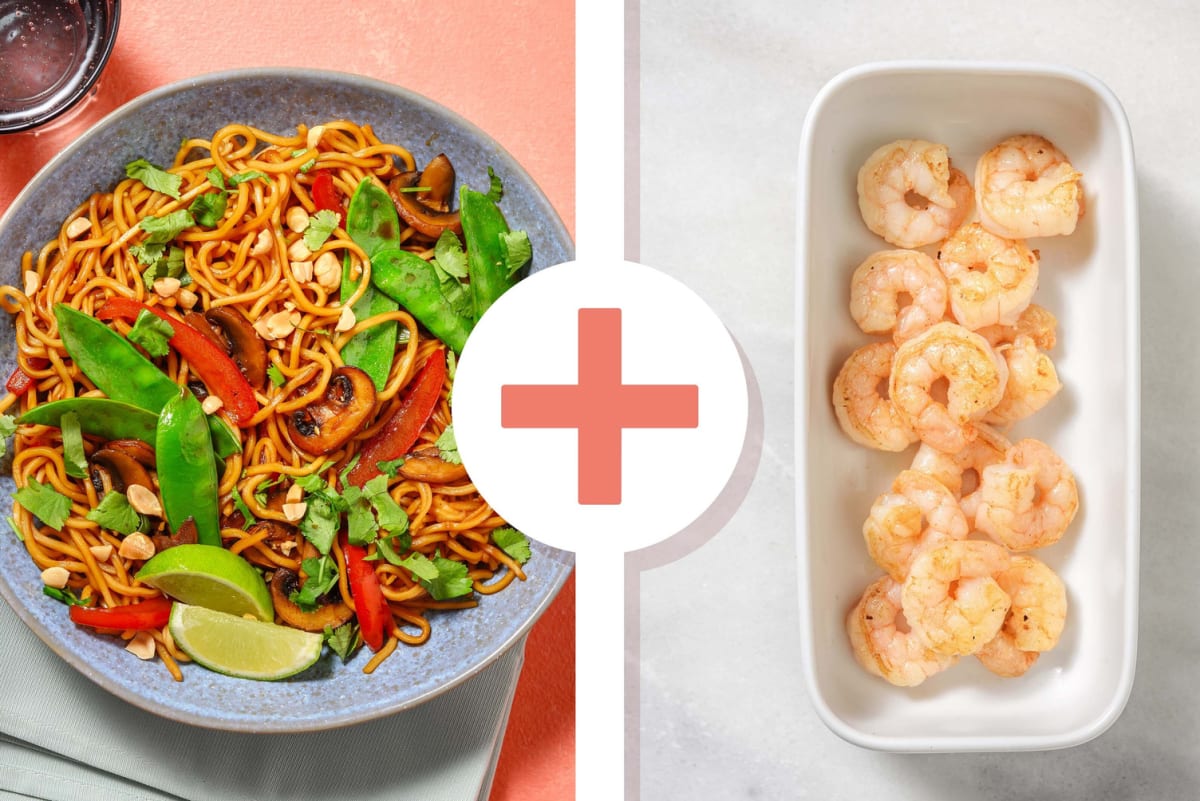 Sticky Thai Style Veg and King Prawn Noodles