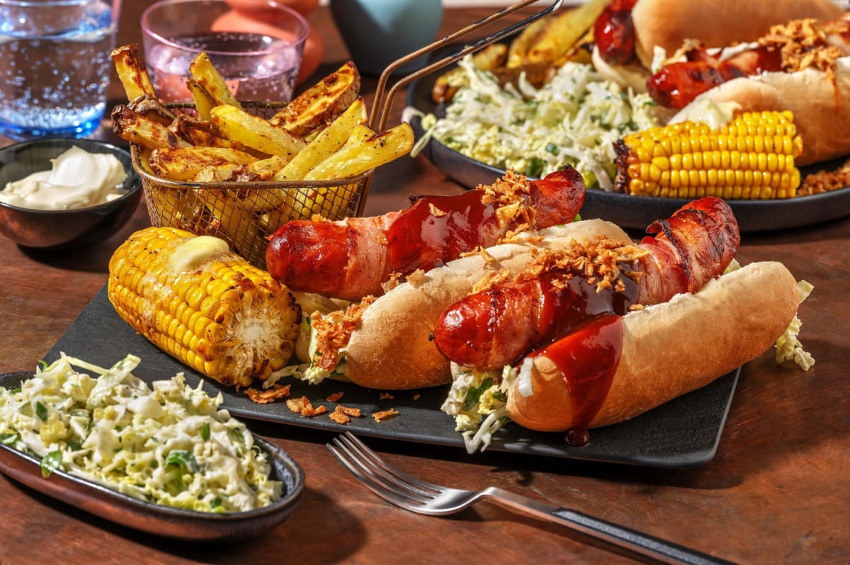 American bacon hotdog