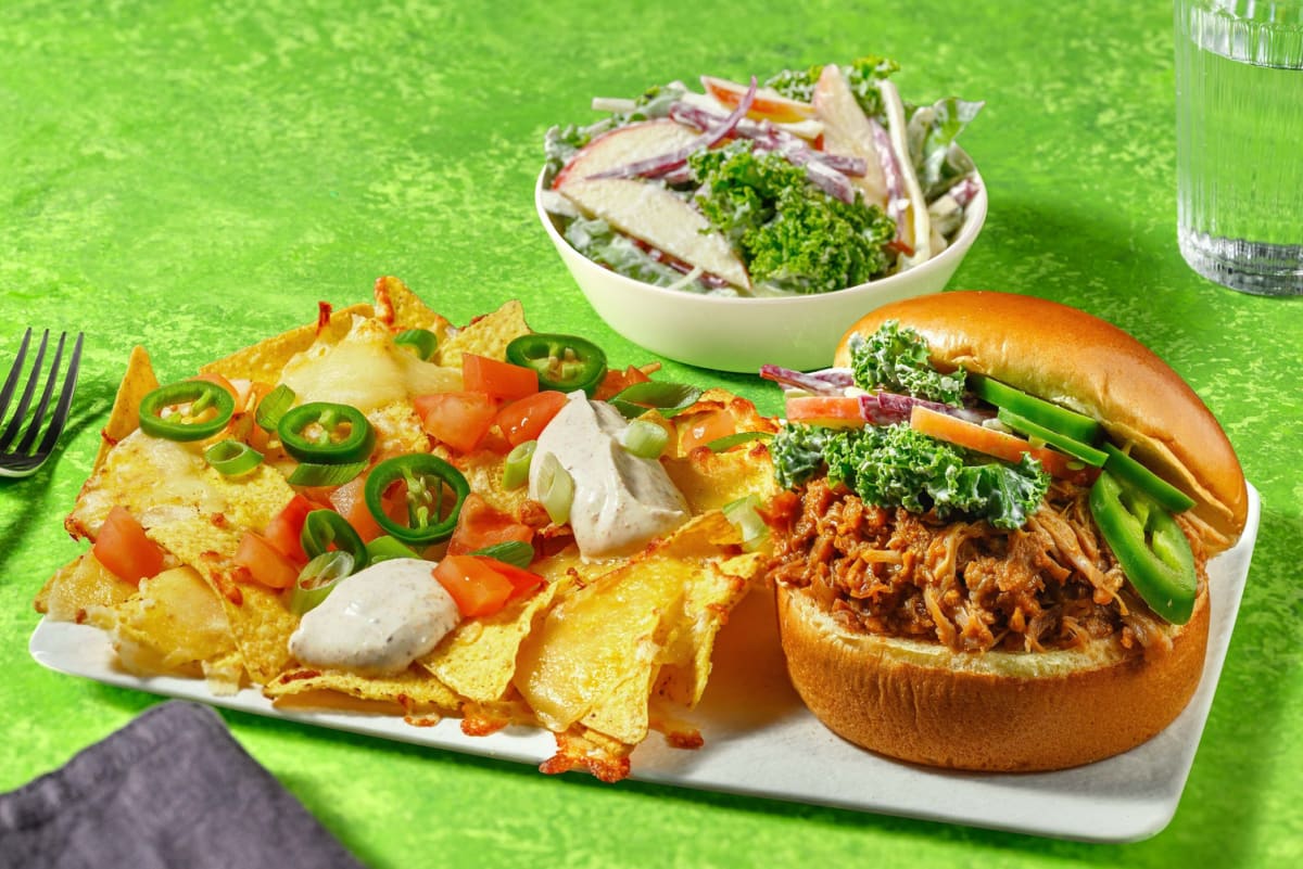 Amerikansk 'BBQ-pulled pork'-burger