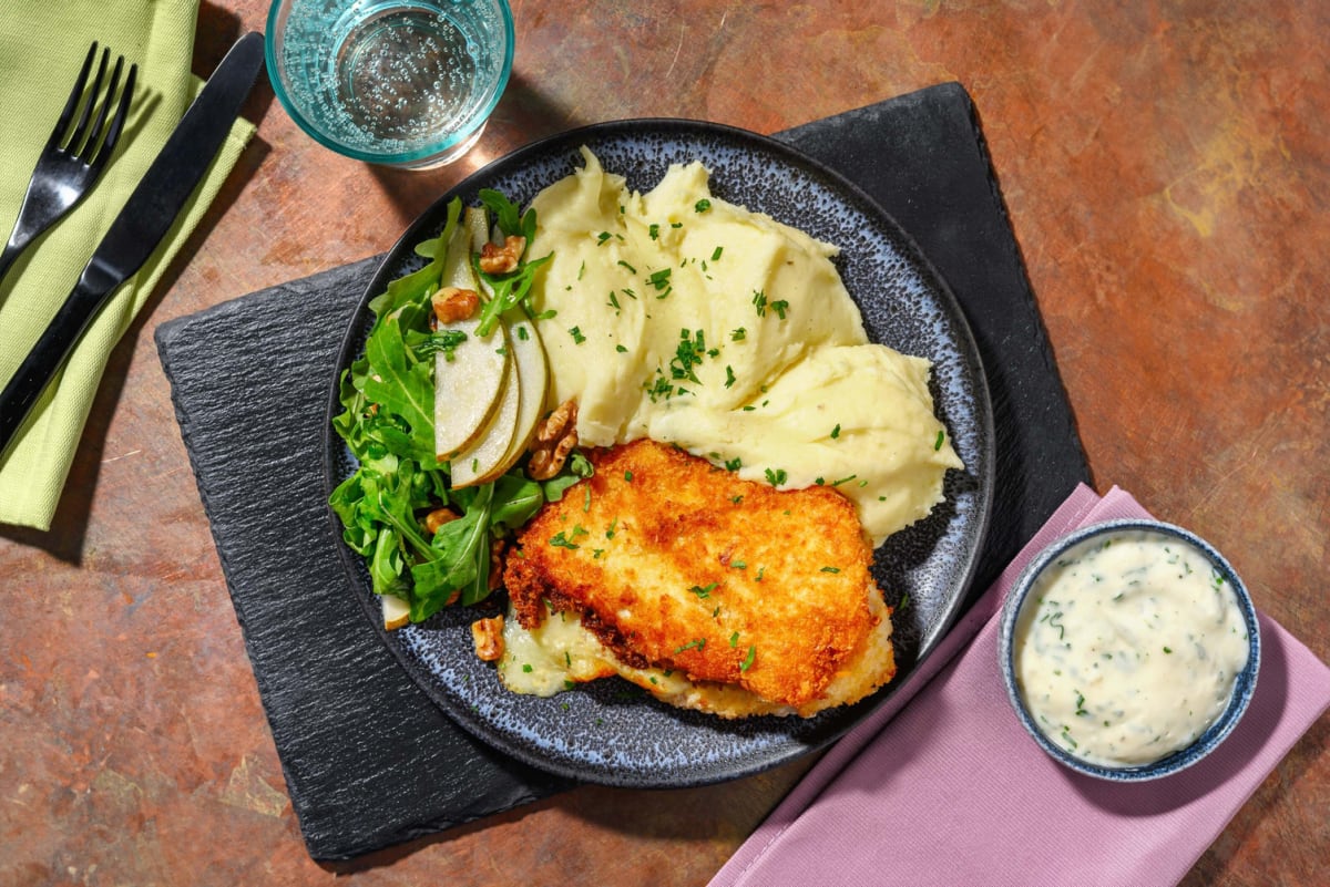 Fransk kylling 'cordon bleu' og persillesauce
