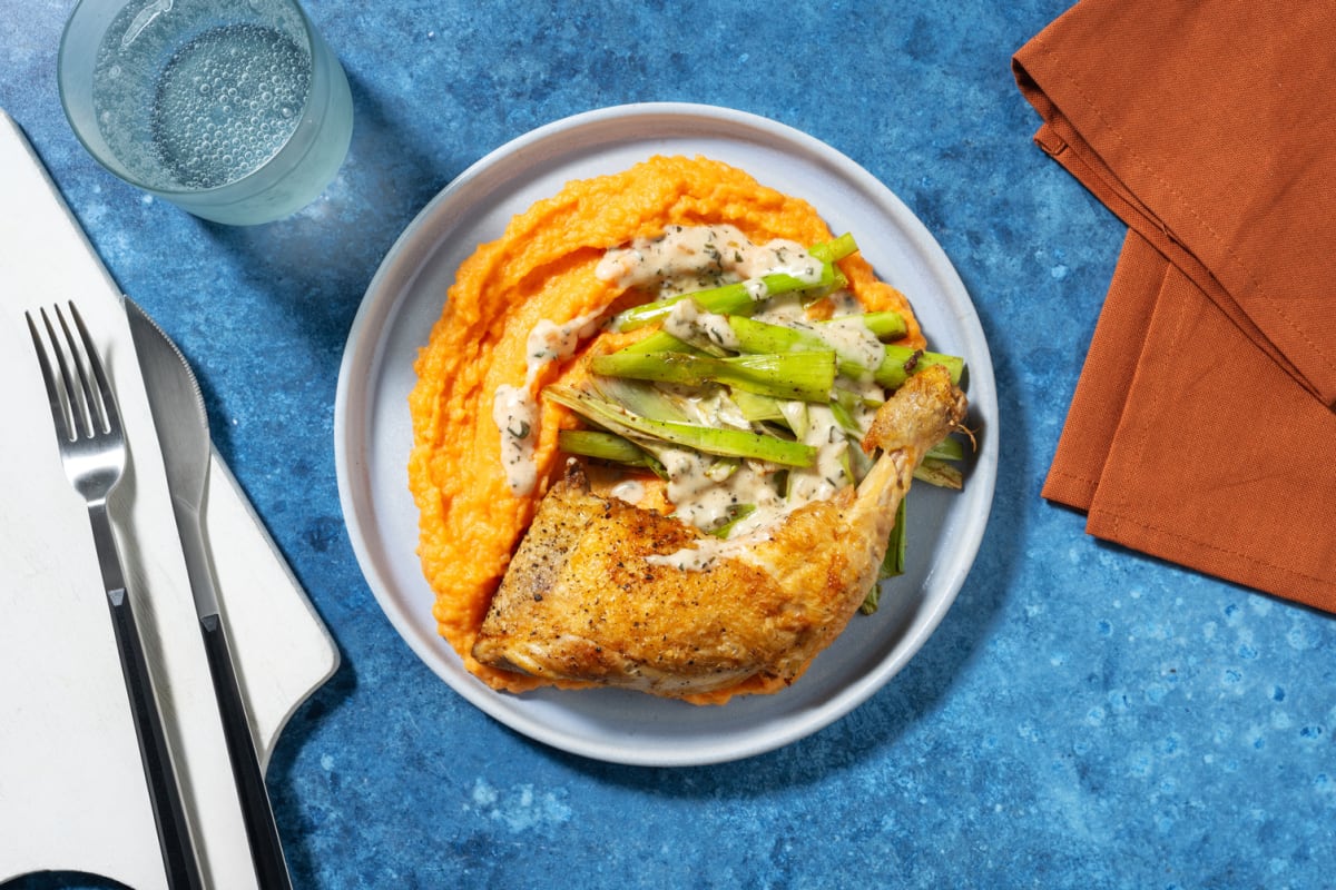 Cuisse de poulet & purée de patate douce