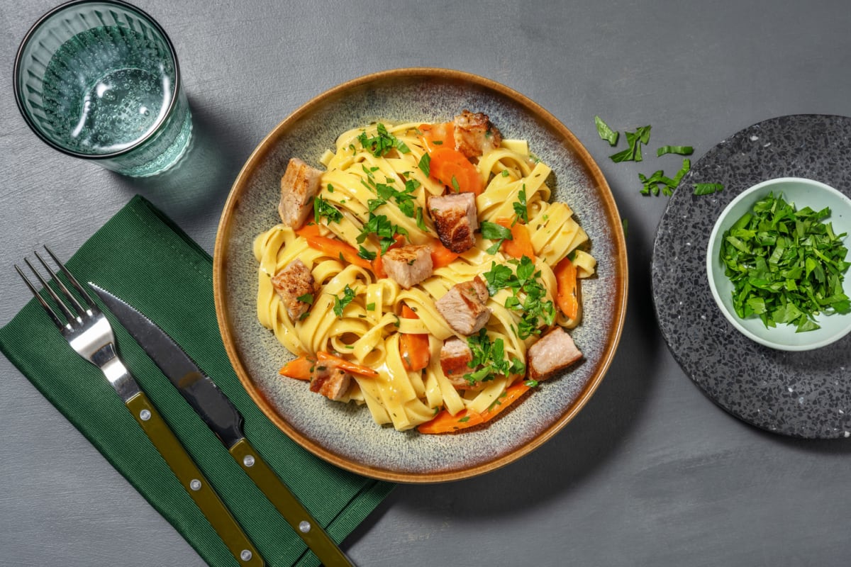 Poulet à la moutarde & tagliatelles