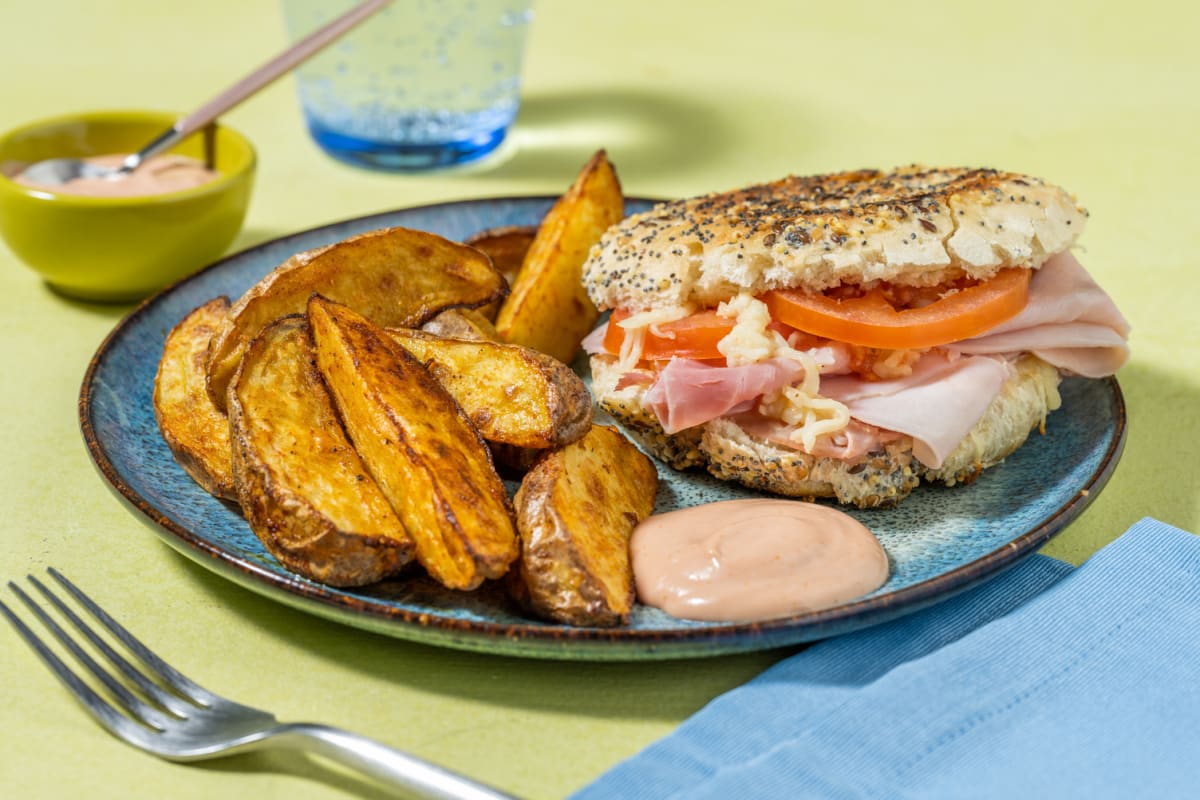 Burger façon croque jambon-fromage
