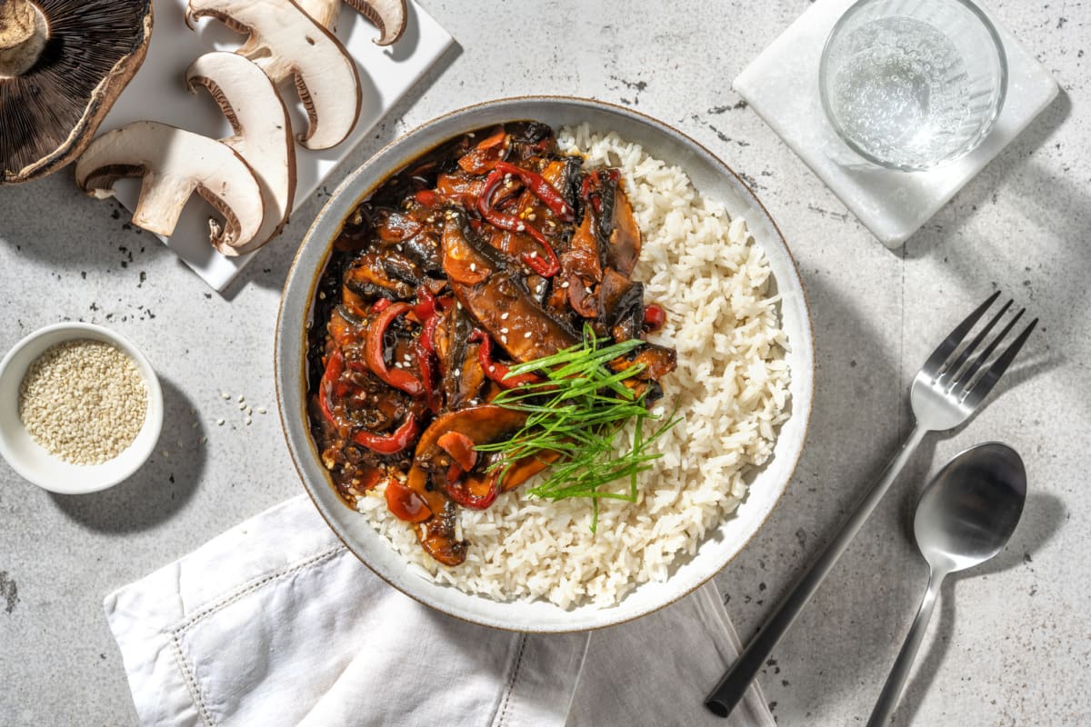 Wok de légumes en sauce & graines de sésame