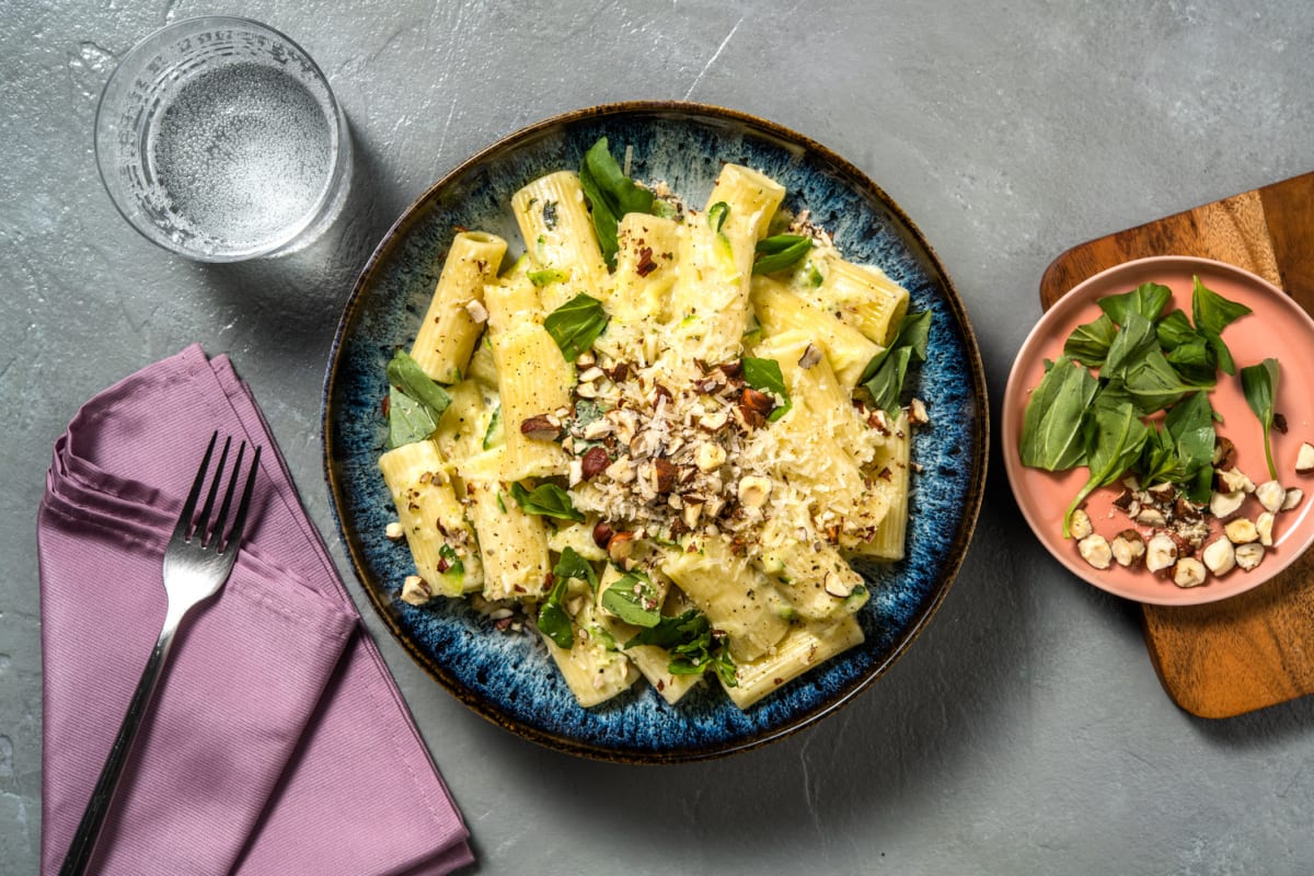 Rigatoni crémeux à la courgette & parmesan