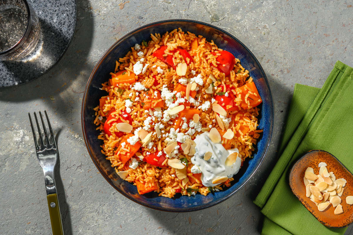 Harissa Veg Pilaf and Mint Yoghurt