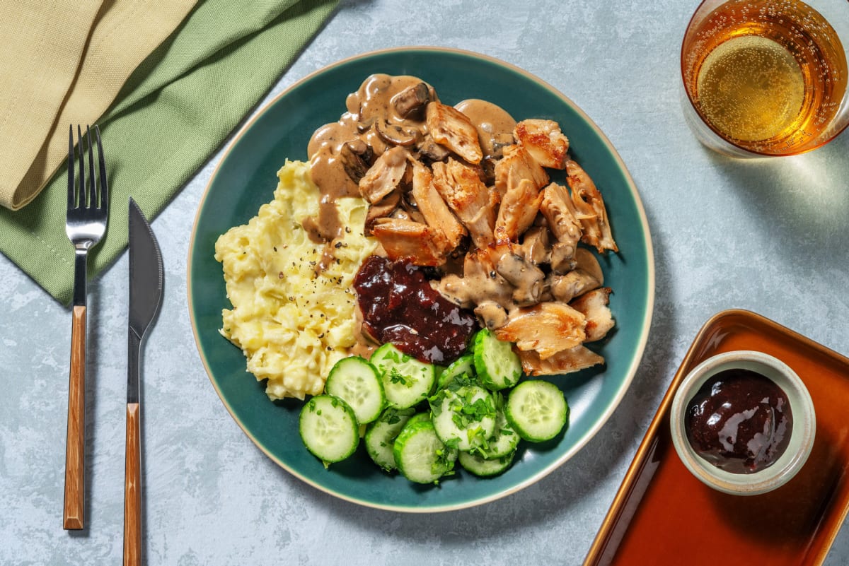 Pulled beans in creamy mushroom sauce