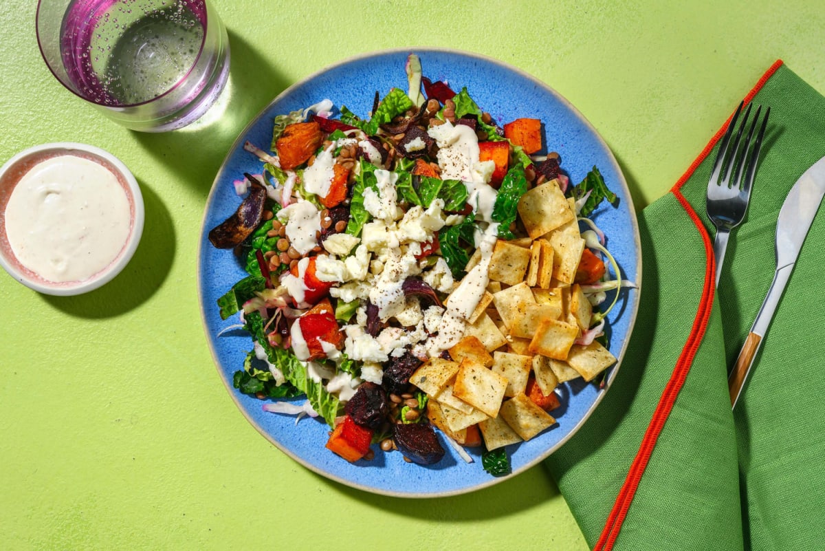 Warm Middle-Eastern lentil salad