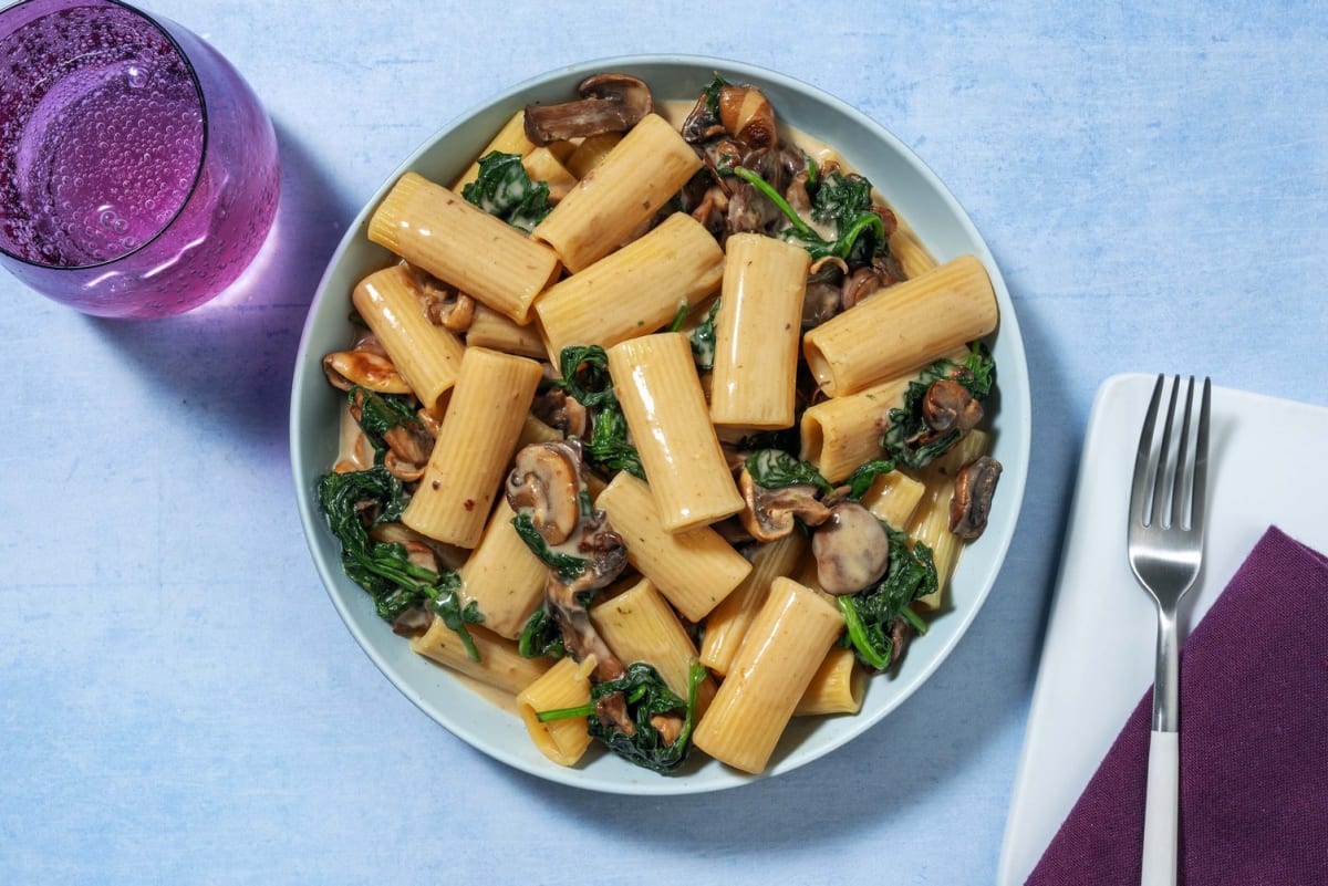 Umami Miso Bacon and Mushroom Rigatoni