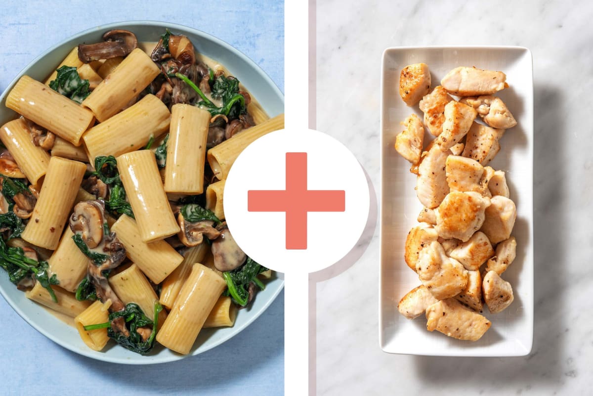 Creamy Miso Mushroom and Chicken Breast Rigatoni