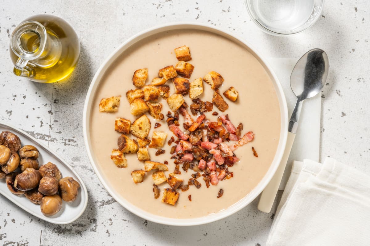 Soupe de marrons, lardons & oignons