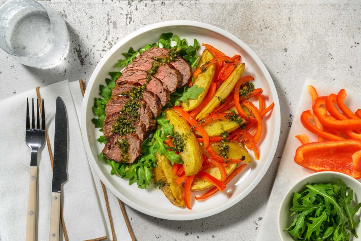 Tagliata de bœuf à l'italienne & sauce basilic