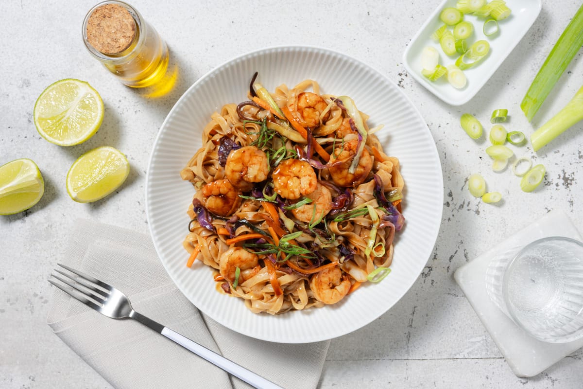 Pad see ew : nouilles sautées aux crevettes