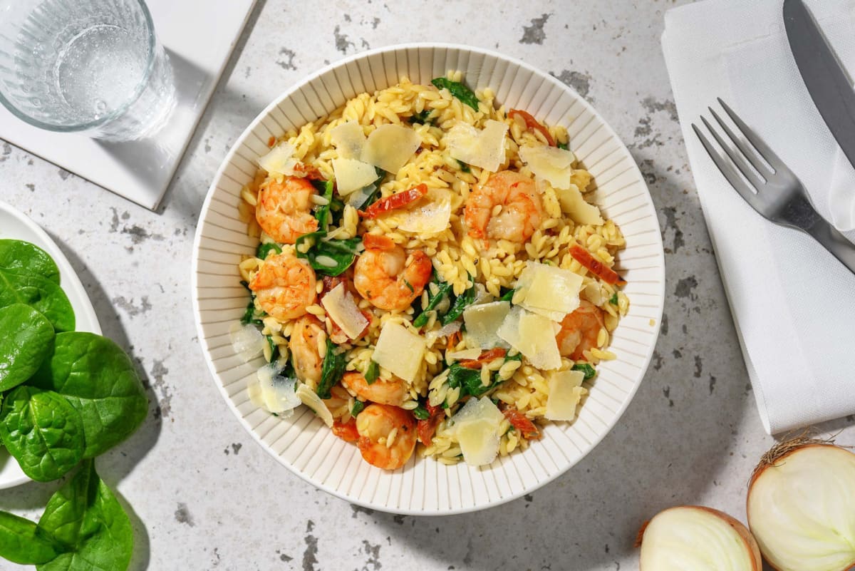 One pot crevettes & orzo à la toscane
