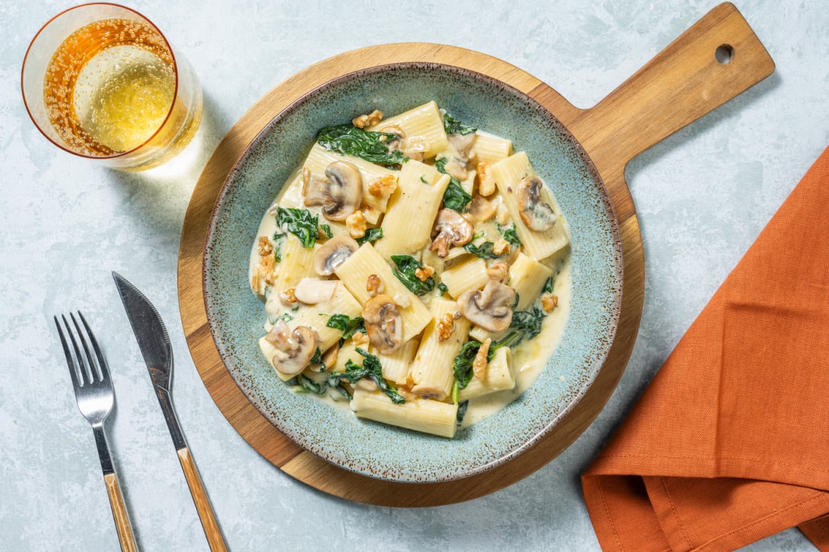 Rigatoni sauce au bleu & champignons