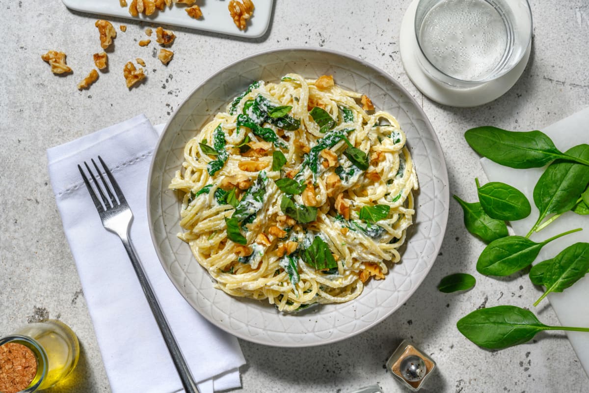 Spaghetti crémeux aux épinards & à la ricotta