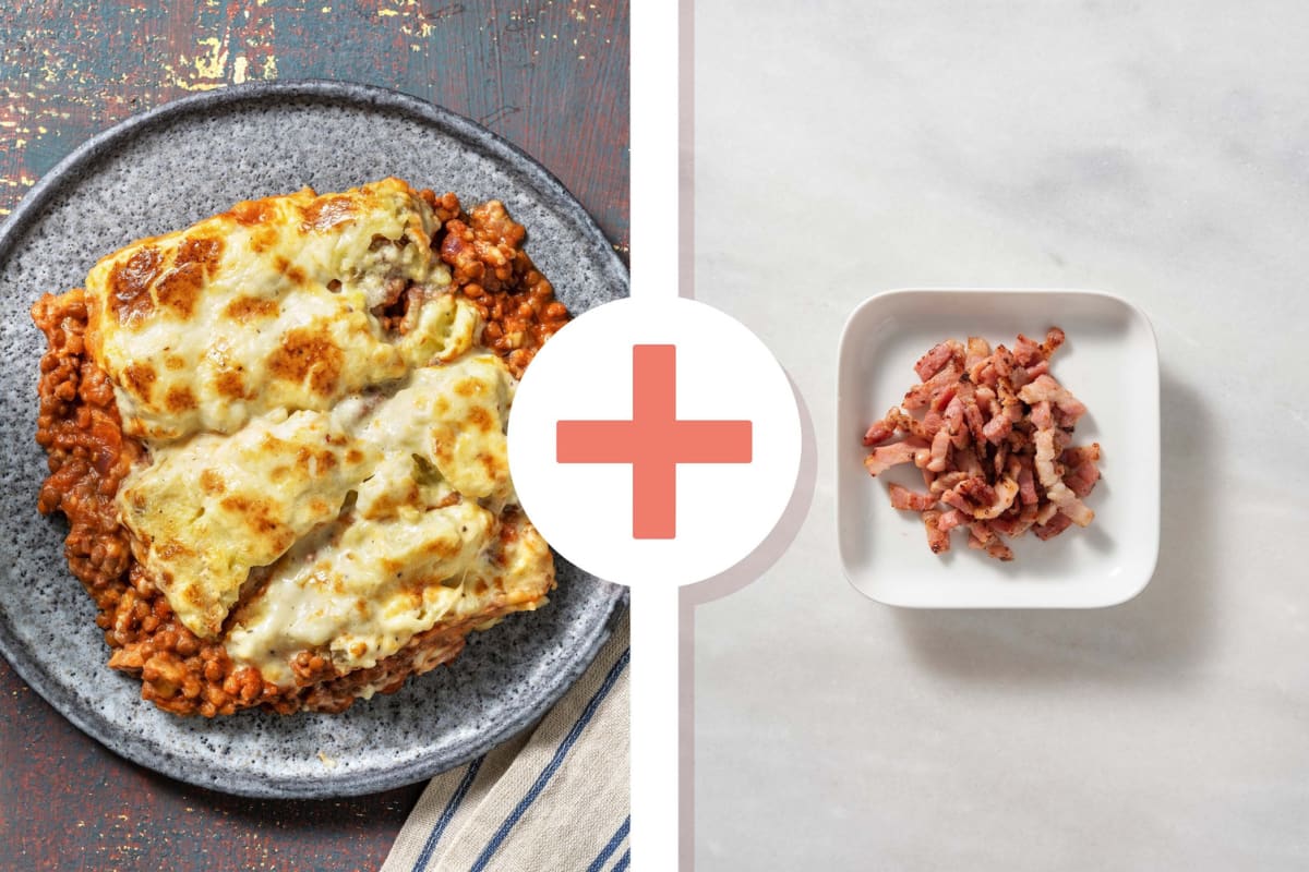 Welsh Rarebit Bacon and Lentil Pie 