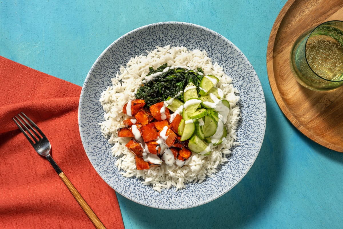 Sticky Prawn and Sweet Potato Bibimbap