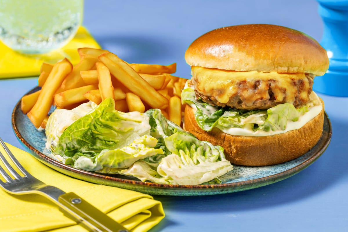 Veggie BBQ Cheeseburger and Oven-Ready Chips