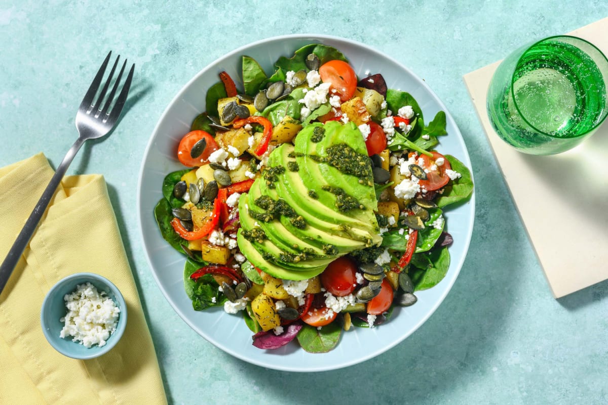 Mediterranean Style Avocado & Roasted Pepper Salad