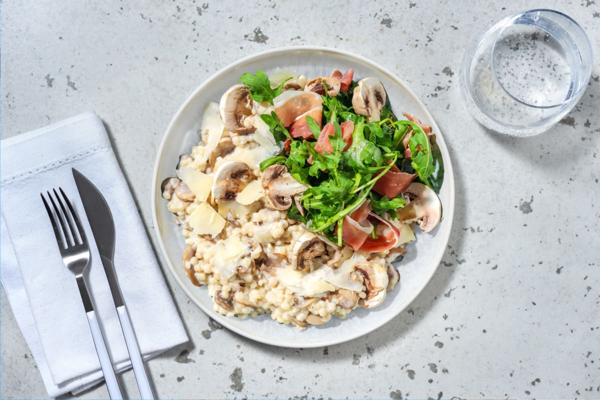 Risotto forestier de couscous perlé & coppa
