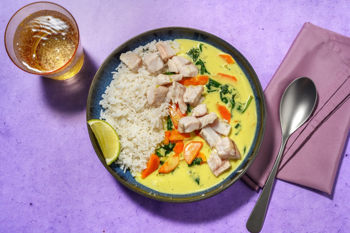 Curry jaune facile : lieu, épinards & coco