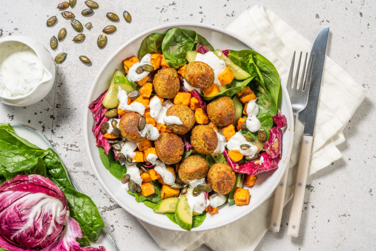 Bowl d'automne aux falafels saveur coriandre