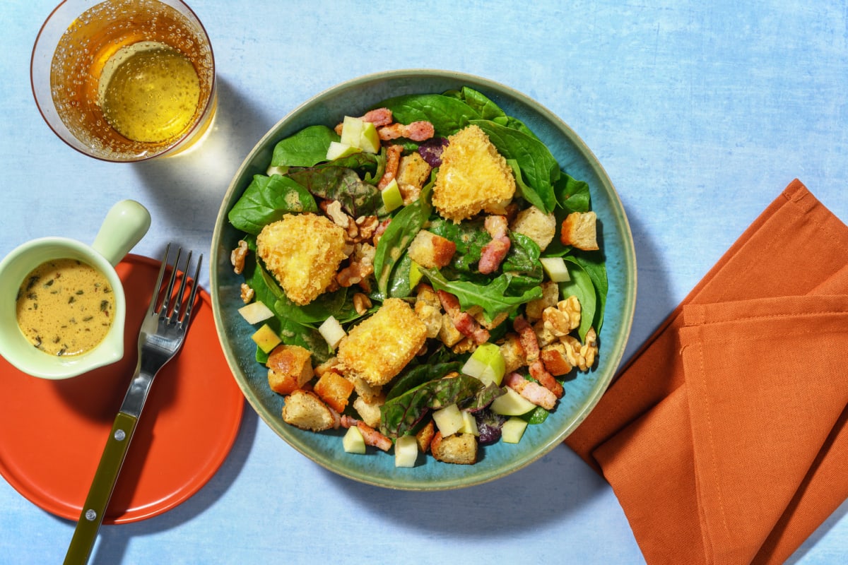 Salade au camembert pané & lardons