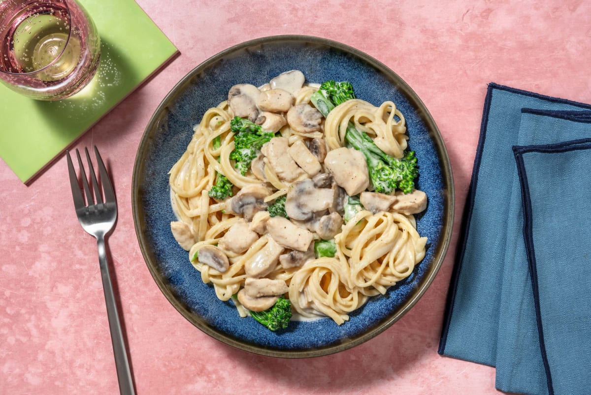 Presto Chicken and Mushroom Linguine