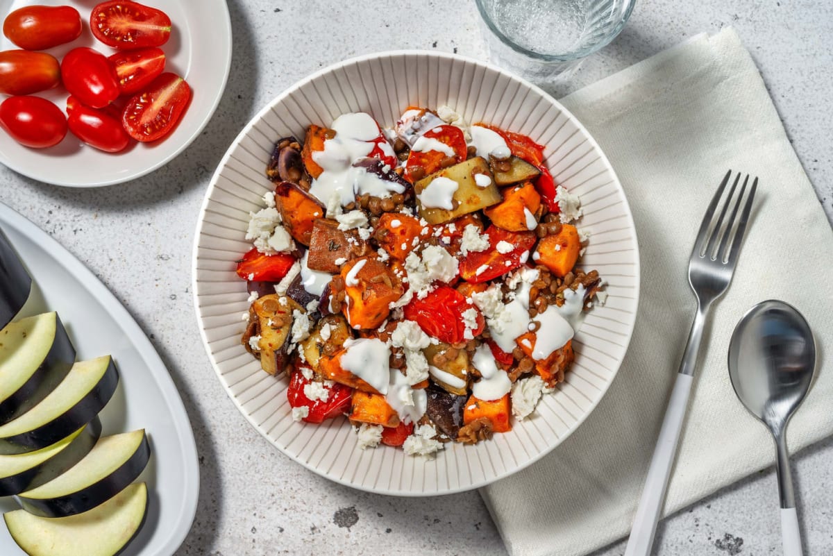 Spiced Roasted Veg and Harissa Lentil Jumble