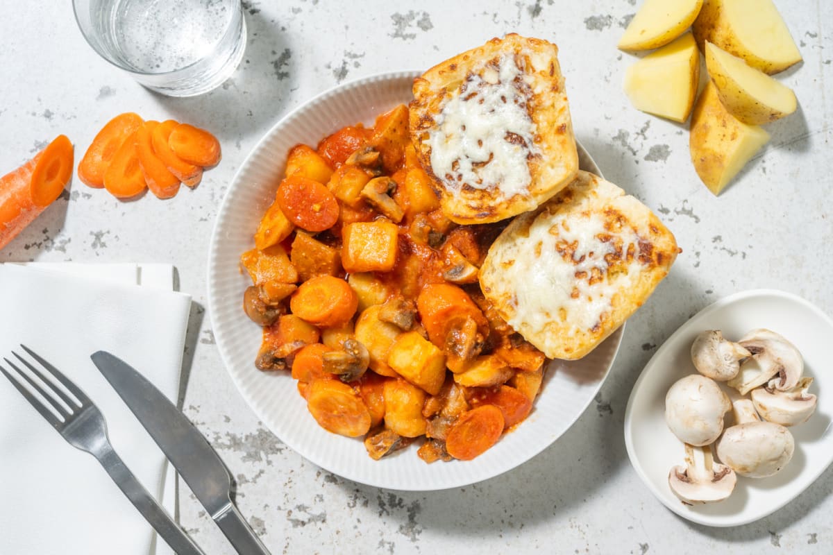 Root Vegetable Stew and Cheesy Ciabatta