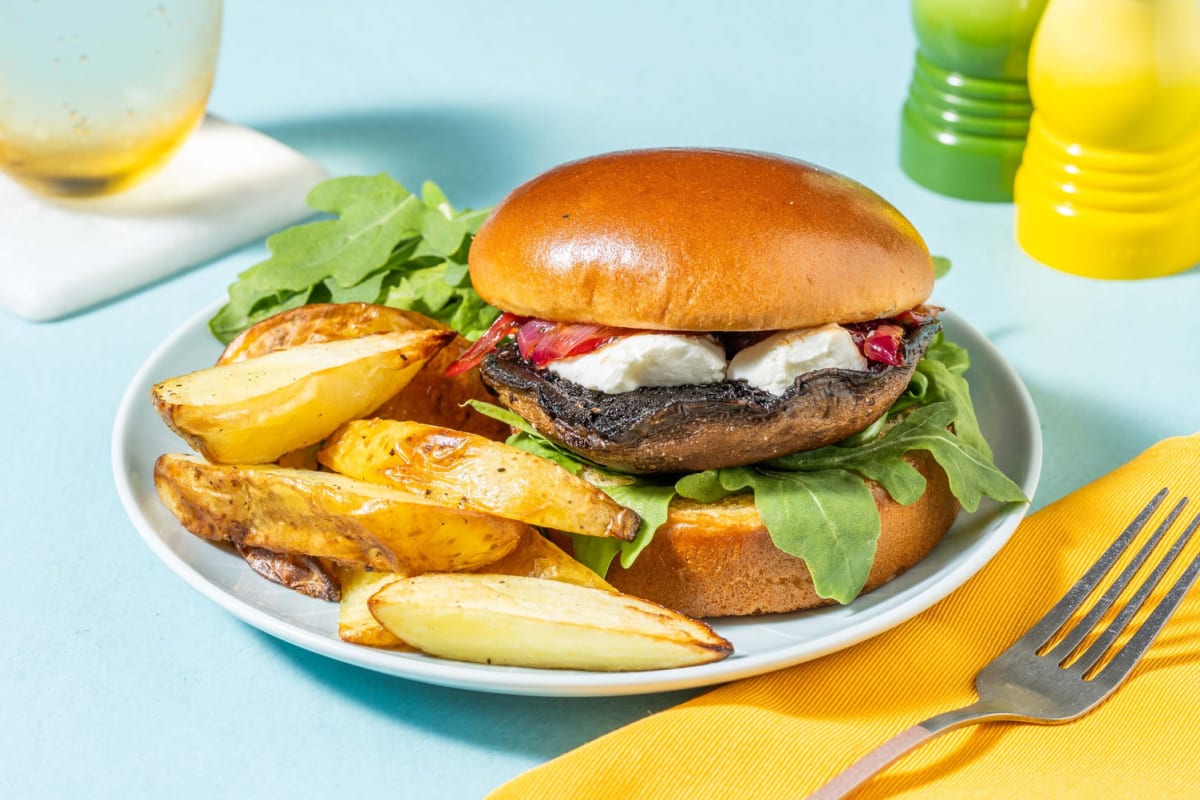 Portobello-Burger mit Ziegenkäse 