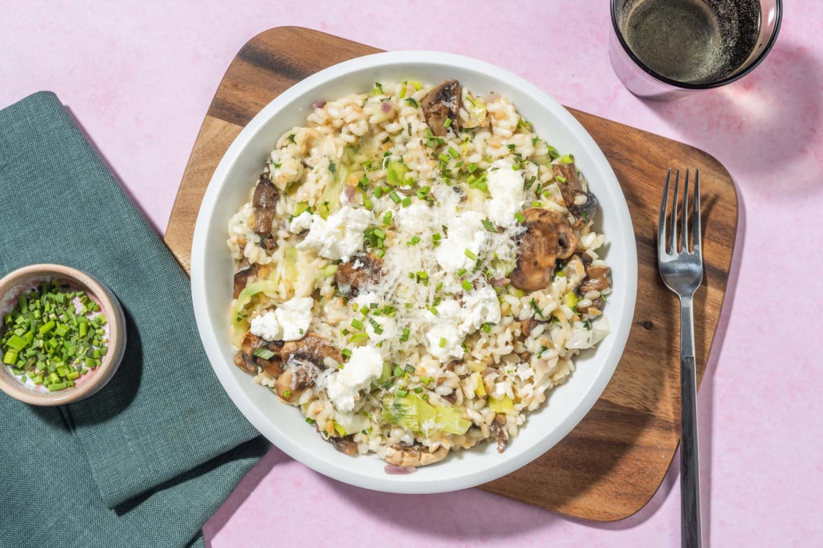 Risotto aux champignons et fromage de chèvre