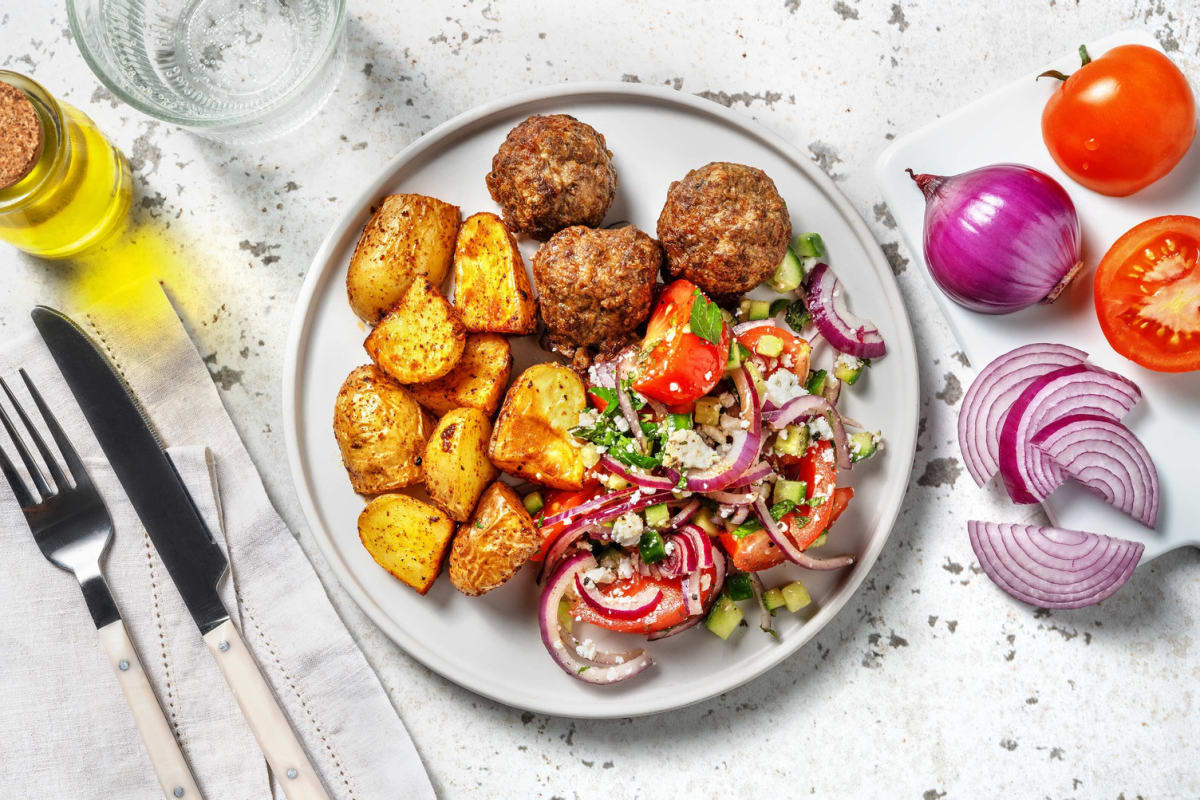 Boulettes de bœuf aux épices kefta et grenailles