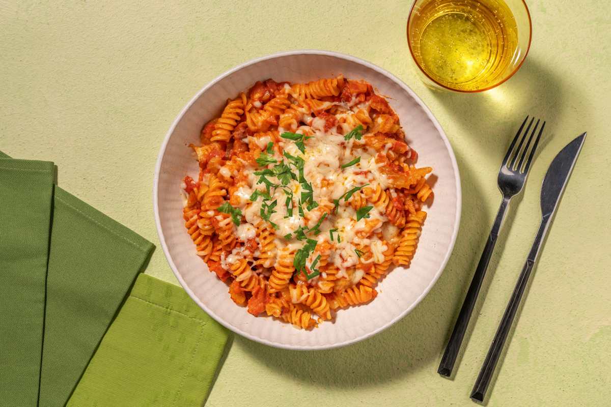 Creamy Bacon, Chicken & Veggie Pasta Bake