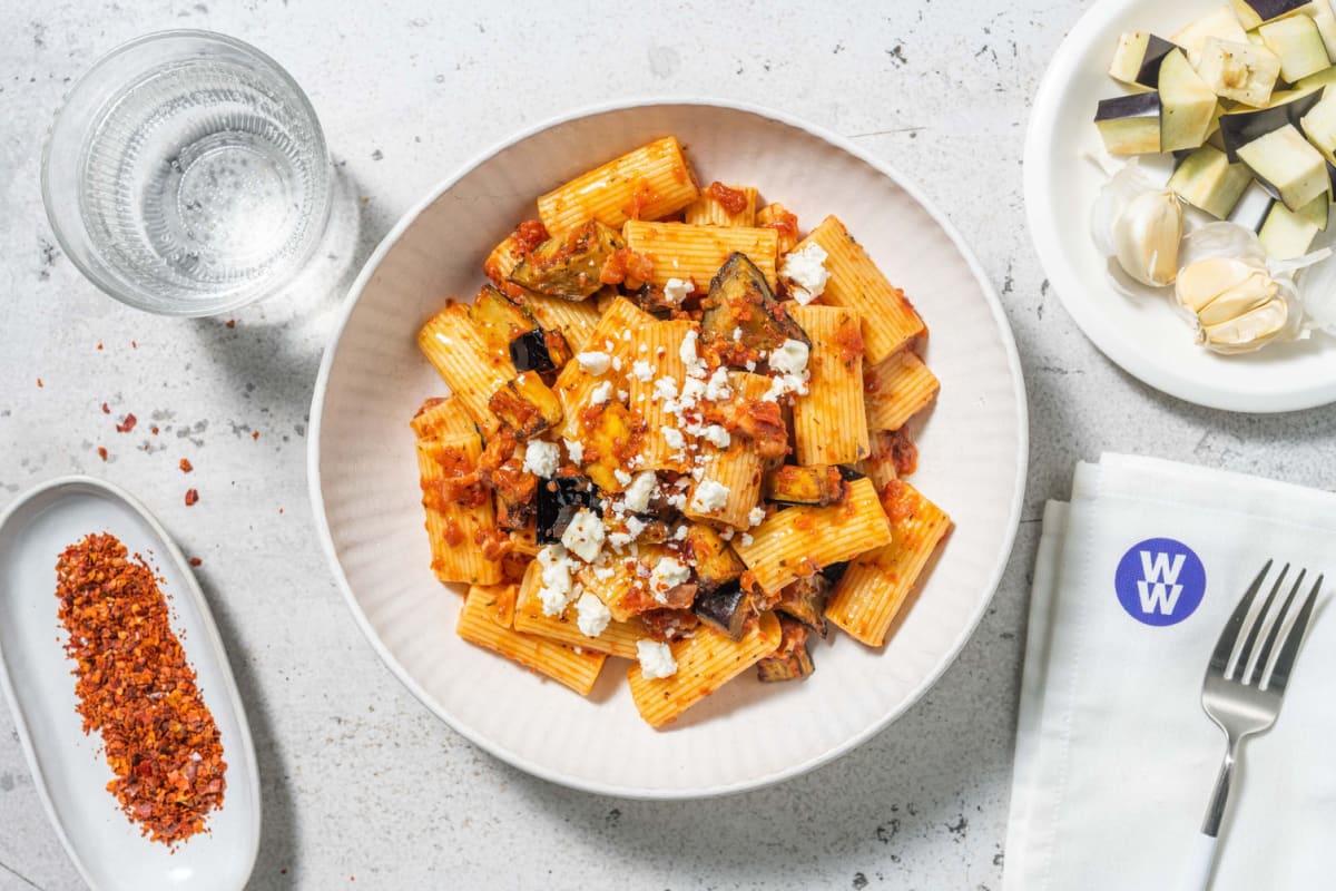 Bacon and Aubergine Rigatoni